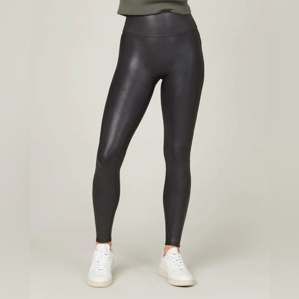 Spanx Black Faux Leather Leggings Size Small